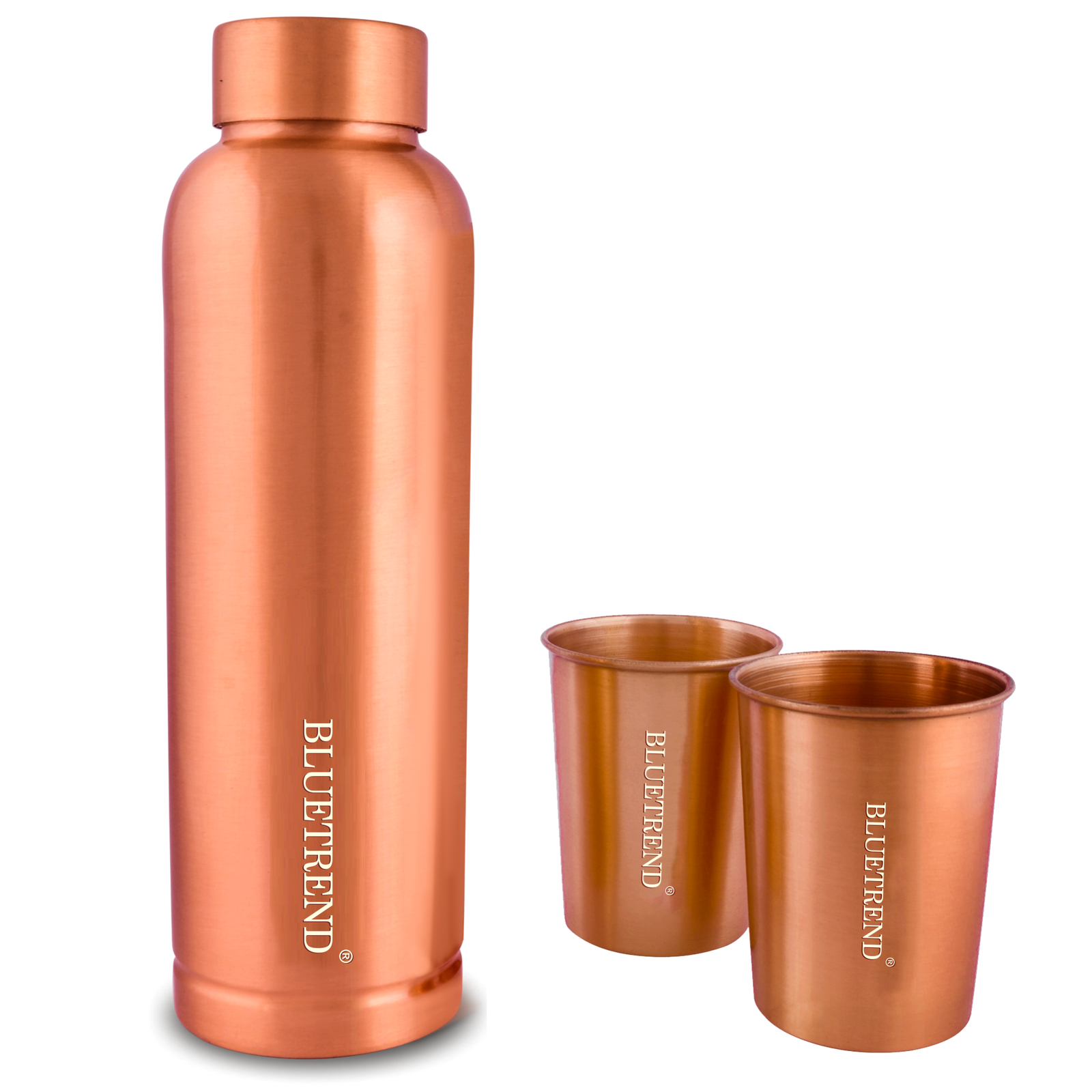 copper matt bottle with glass set copper matt bottle with glass set